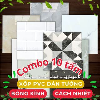 Combo 10 miếng dán tường giả đá thạch anh cao cấp kích thước 30cmx30cm, xốp dán tường giá rẻ.
