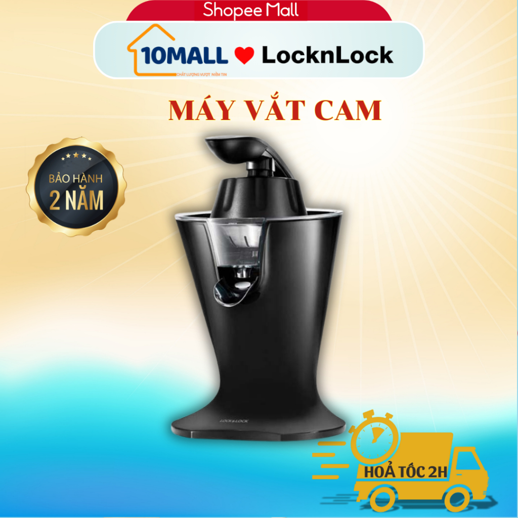 Máy vắt cam LocknLock EJJ256BLK 85W, hàng chính hãng ,cần gạt đòn bẩy, dễ sử dụng - 10mall