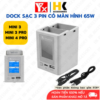 Dock sạc Yx 65W cho DJI Mini 3/ 3 Pro/ 4 Pro có màn hình thông số tiện lợi có sạc 2 chiều