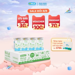 Sữa tươi UHT Đà Lạt True Milk VPMilk ít đường hộp 110ml (thùng 48 hộp)