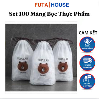 Set 100 màng bọc thực phẩm có túi đựng hình gấu