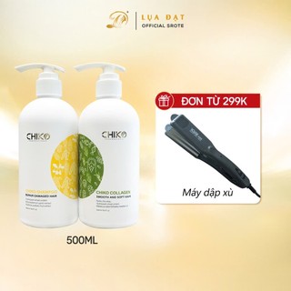 Cặp dầu gội-Dầu Hấp collagen Chiko,siêu phục hồi tóc hư tổn 500ml (có quà tặng)