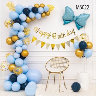Set bóng trang trí sinh nhật Mon Party màu xanh pastel trang trí sinh nhật tại nhà bé