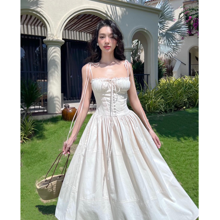 COQUI - Váy thiết kế nữ 2 dây, dáng dài xoè tiểu thư thanh lịch LAUREN DRESS | BigBuy360 - bigbuy360.vn