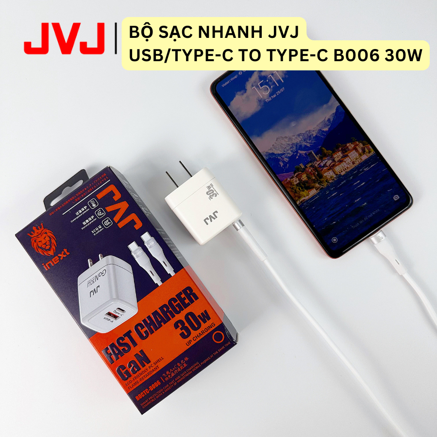 Bộ sạc Nhanh Type-C JVJ B006 Type-C To Type-C 30W/ B012 USB&Type-C To Type-C 35W Công Nghệ GAN, Chip