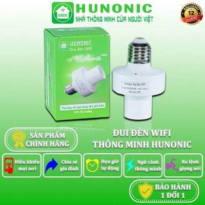 Đui Đèn Wifi Thông Minh Hunonic, Hẹn Giờ Tự Động, Điều Khiển Từ Xa Qua Điện Thoại