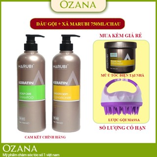  Cặp Dầu Gội Xả Marubi Keratin 750ML Phục Hồi Tóc Khô Xơ Hư Tổn Giảm Rụng Tóc và Ngăn Ngừa Gàu 