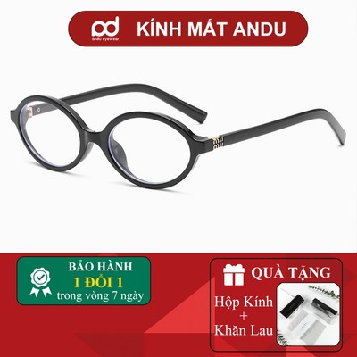 Gọng kính cận thời trang nam nữ ANDU dáng oval chống tia UV chất liệu nhựa phong cách MIUMIU - 9070