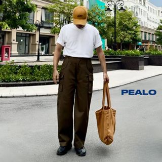 Quần Kaki Túi Hộp Ống Suông PEALO Nam Nữ Phong Cách Minimalism