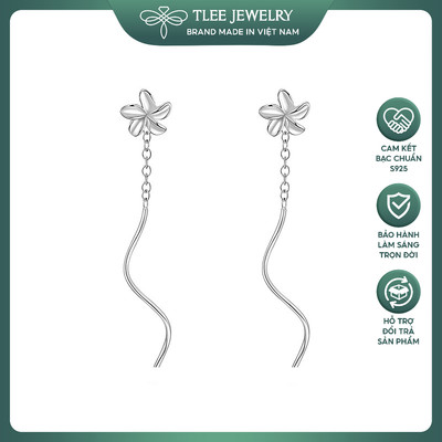 Khuyên tai bạc TLEE Hoa sứ dáng tua dài nữ tính TLEE JEWELRY B0174