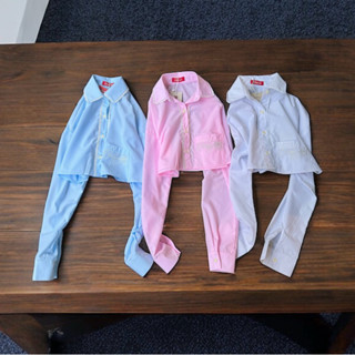  Áo ERRORIST Tender Lace Mix Shirt Pink  Babyblue  White sơmi tay dài crop thêu logo 