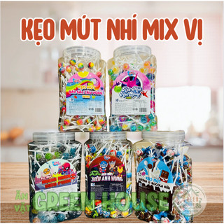 Hộp 200 cái kẹo mút nhí cầu vồng, siêu nhân, hình mắt, mix vị hoa quả