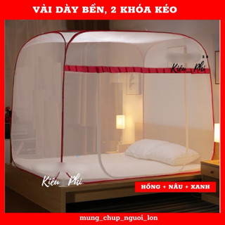 Màn chụp tự bung người lớn đỉnh vuông Mùng chụp tự bung ngủ chống muỗi xếp gấp gọn Kiều Phi