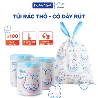  Túi Rác Thỏ Cute - 1 Cuộn 100 Túi Rác Có Quai Rút Tiện Lợi Kích Thước 45x55 