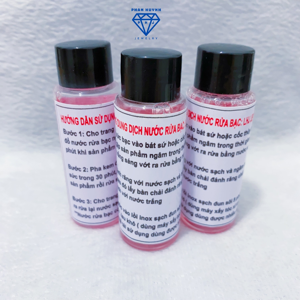 Nước rửa trang sức bạc PHAN HUYNH JEWELRY dung dịch làm sáng, làm sạch bạc như mới 30ml