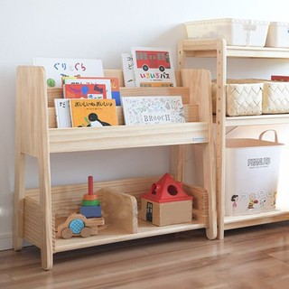 Kệ gỗ đựng sách cho bé, kệ sách chữ A 2 tầng, giá đựng đồ đa năng montessori, giá sách bằng gỗ thông phủ bóng