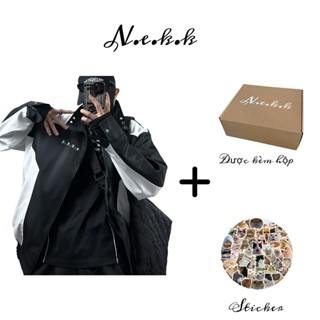 ÁO KHOÁC DÙ ĐEN TRẮNG BASIC TẶNG KÈM HỘP VÀ STICKER - N.E.K.K