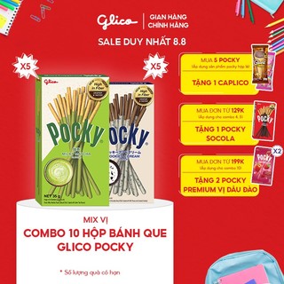Combo 10 hộp Bánh que Glico Pocky Happy Set I mix vị (5 Cookies & Cream - 5 Matcha)