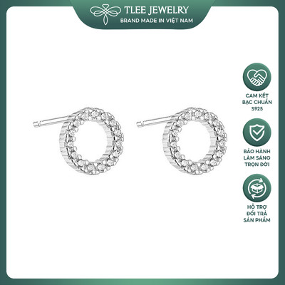 Khuyên tai bạc nữ TLEE hình tròn nạm đá xinh xắn TLEE JEWELRY B0150