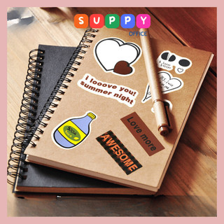 Sổ lò xo sổ Kraft Strech B5 Basic cao cấp Giấy Kẻ Ngang Suppy