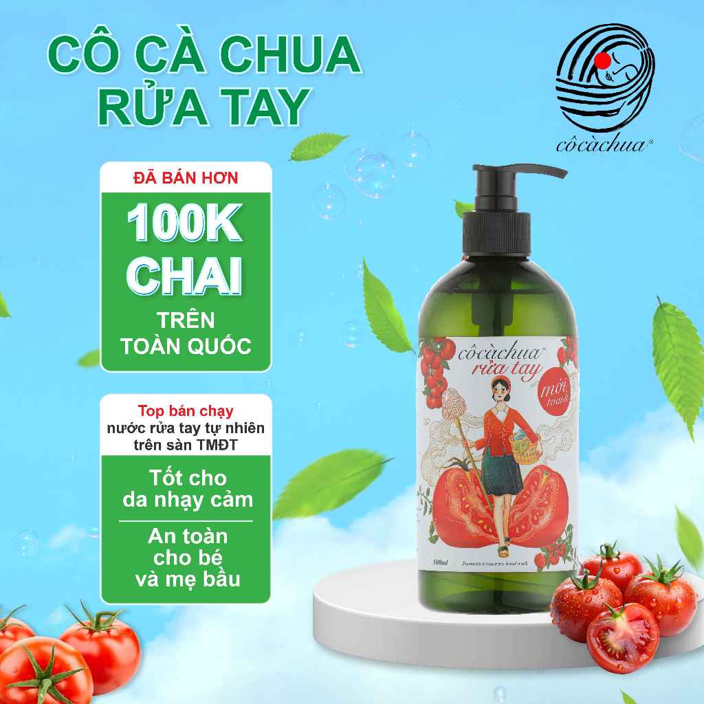 Nước Rửa Tay Cô Cà Chua Mới Toanh 500Ml Thiên Nhiên Hương Cam Ngọt Sạch Khuẩn Bảo Vệ Sức Khỏe