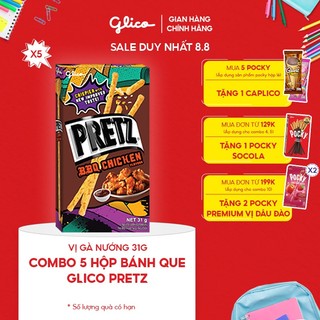 Combo 5 hộp Bánh que mặn nướng giòn Glico Pretz vị BBQ Gà nướng 31gr
