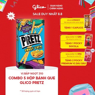 Combo 5 hộp Bánh que mặn nướng giòn Glico Pretz vị Bắp ngọt 31gr
