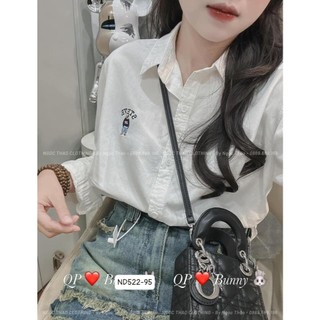 SƠ MI TAY PHÔNG THÊU GẤU XINH XẮN HOTTREND CÔNG SỞ, CHỤP ẢNH, ĐƯỜNG PHỐ