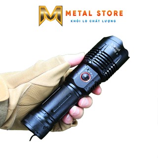 Đèn pin cầm tay siêu sáng P90 W038 METAL STORE đèn sạc điện chống nước,pin trâu