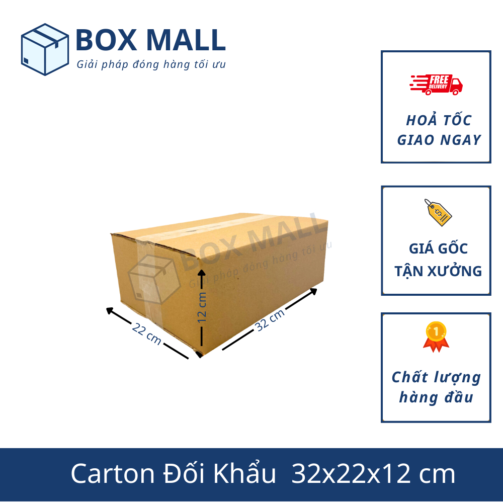 32x22x12 combo 20 Hộp carton đóng hàng Boxmall, hộp carton giá rẻ (ĐÃ CÓ VAT)