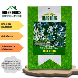Hạt giống Hoa Baby Trắng Rd 896 (0,03g~80 hạt) hiệu Rạng Đông thích hợp trồng chậu | Green House