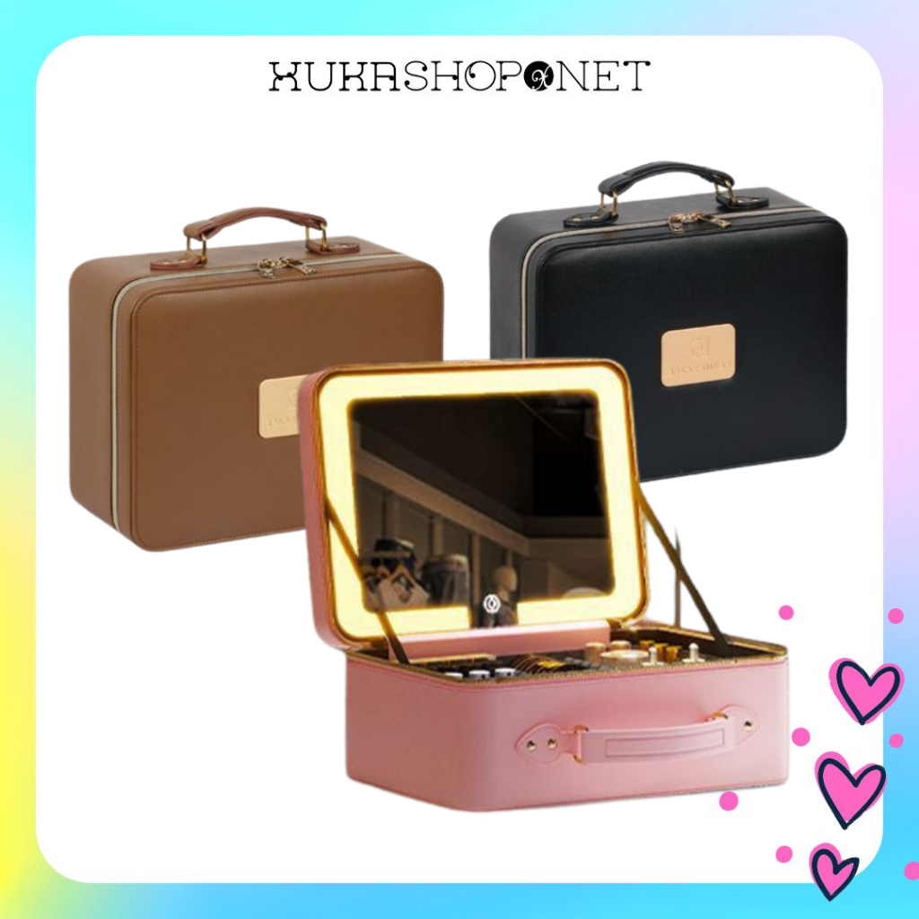  Cốp đựng đồ trang điểm mini Beauty Case gương đèn led tiện lợi sang trọng và nhỏ gọn 29*22*12cm 