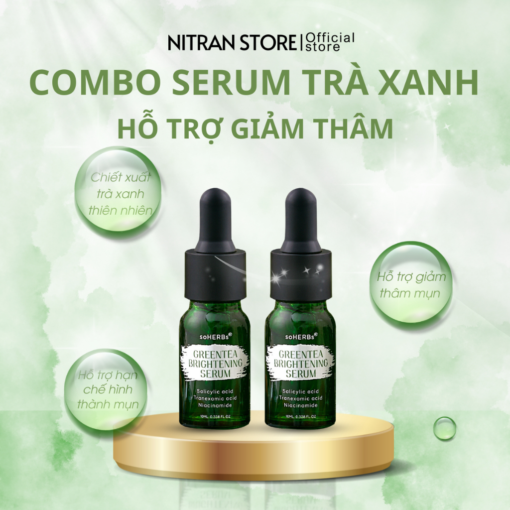 Combo 2 Serum Trà Xanh Làm Mờ Thâm Giảm Mụn Dành Cho Tất Cả Các Loại Da 10ml Skincare Nitran Store