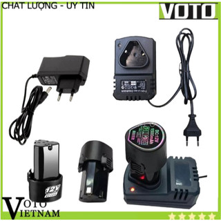 Sạc pin 12v VOTO dùng cho máy khoan pin bắt vít 12v pin tam giác (cốc sạc, sạc cắm)