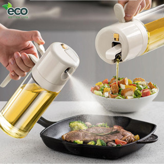 Chai đựng dầu ăn thủy tinh ECO nắp mở tự động, Bình xịt dầu ăn thông minh 2 trong 1 dung tích 470ml