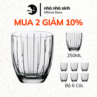 Bộ 6 ly thủy tinh sọc dọc miệng phễu thủy tinh dày dặn chịu nhiệt tốt dung tích 250ml mp87095