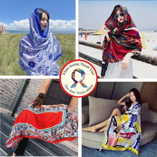 Khăn quàng cổ thời trang nữ công sở - Khăn choàng boho thổ cẩm đi biển làm áo váy 180x90cm Hot trend