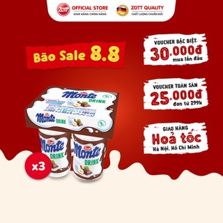 COMBO 3 lốc Váng sữa uống Zott Monte Drink Socola nhập Đức