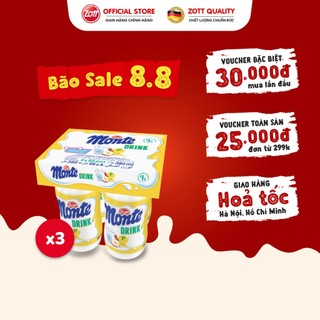 Combo 3 lốc váng sữa uống zott monte drink vani nhập đức