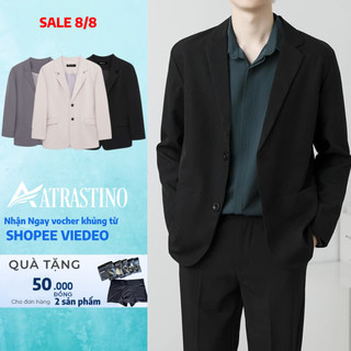Áo khoác blazer nam form rộng hàn quốc màu đen, kem 2 khuy cài thương hiệu JOLY - JK0101