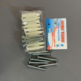 Vít Sắt, Nở Nhựa Hưng Thịnh 3cm và 4cm (10 Vít + 10 Nở)