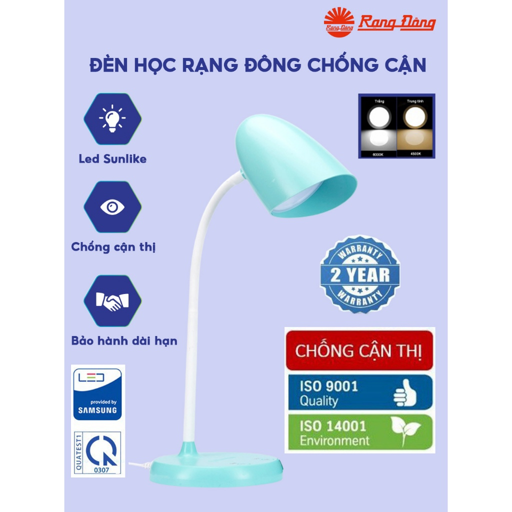 Đèn học Rạng Đông chống cận 6W, đèn để bàn cho bé, nhân viên văn phòng MODEL RD-RL-38 PLUS.LED