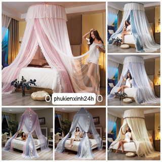Màn công chúa 2 lớp cao cấp (tặng đèn trang trí) [HÀNG SẴN]