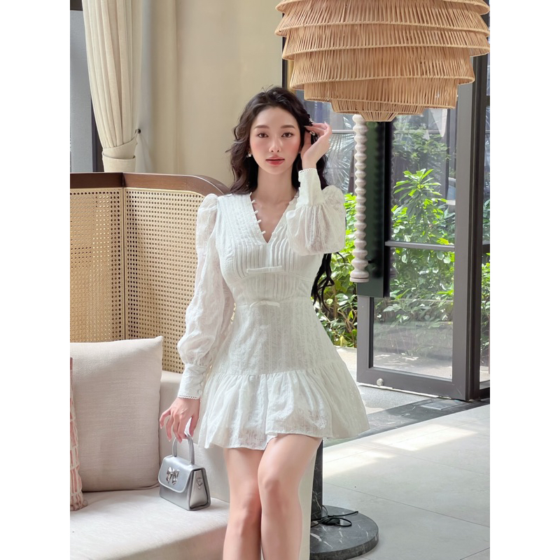 COQUI - Váy thiết kế nữ tay dài, dáng xòe ngắn tiểu thư sang trọng trẻ trung thanh lịch LAGOM DRESS | BigBuy360 - bigbuy360.vn