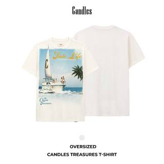 Áo thun nam nữ oversize candles treasures tshirt cream chất liệu cotton 250 gsm in hình chính hãng