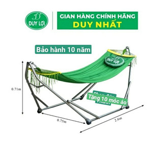 Võng xếp Duy Lợi cỡ lớn khung dầy kèm lưới tặng 10 móc áo cao cấp