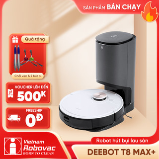 Robot hút bụi lau nhà Ecovacs Deebot OZMO T8 MAX PLUS-Bản Nội Địa - Không khóa app - Hàng Chính Hãng