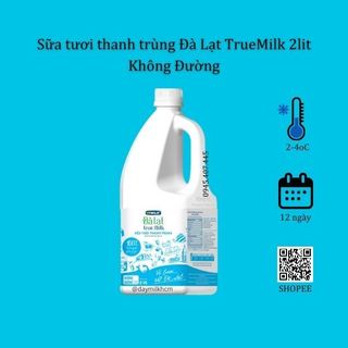 Sữa Tươi Thanh Trùng Đà Lạt True Milk không đường chai 2lit