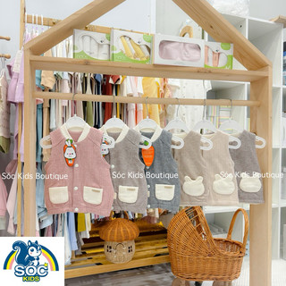 [Uala Rogo] Áo gile nỉ nhung cho bé sơ sinh 5-10kg mềm mại áp áp chính hãng uala rogo