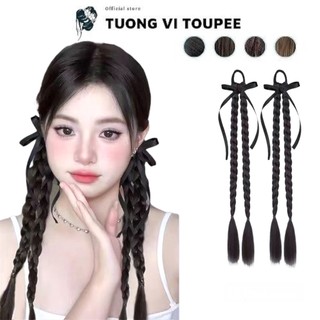 Tóc Giả Cột Bính Đính Nơ Ruy Băng Đen Siêu Xinh